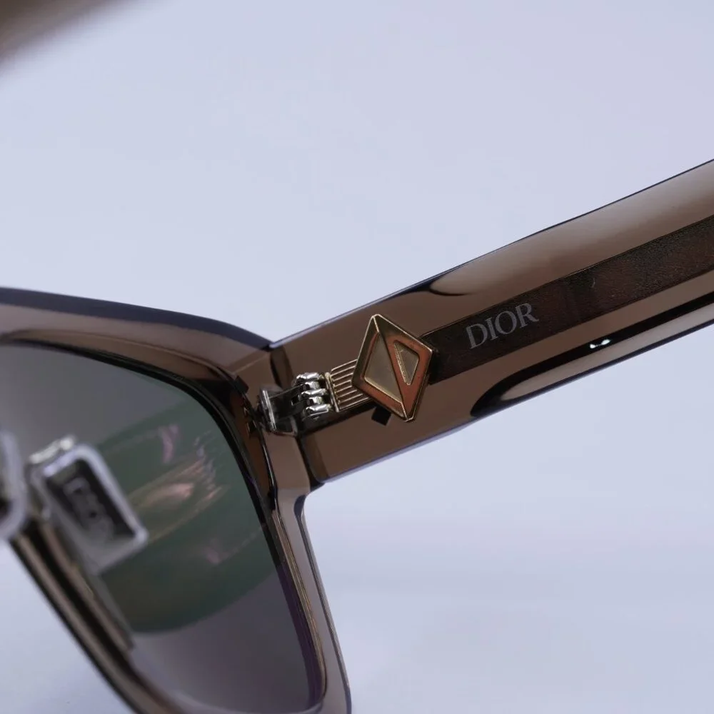 Dior CD DIAMOND S3F 64C0 Sunglasses Transparent Brown Square Frame, Green Lenses
